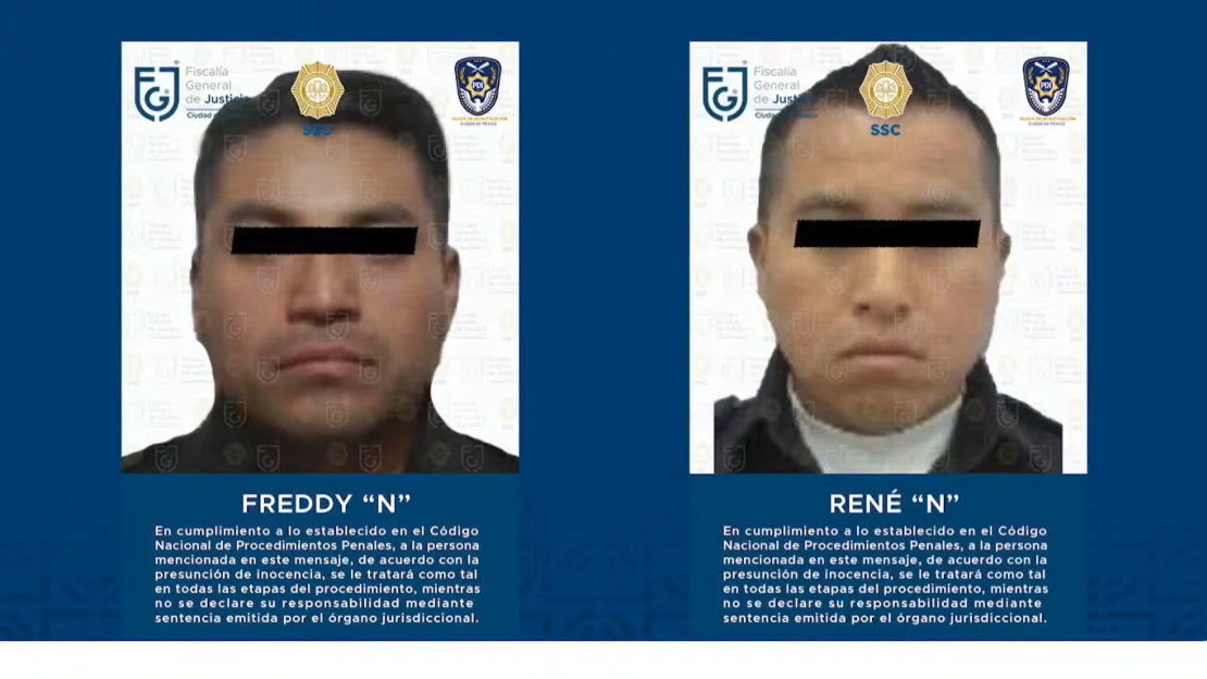 Los dos policías de la SSC-CDMX que, según la Fiscalía, estuvieron involucrados en el feminicidio de Montserrat.