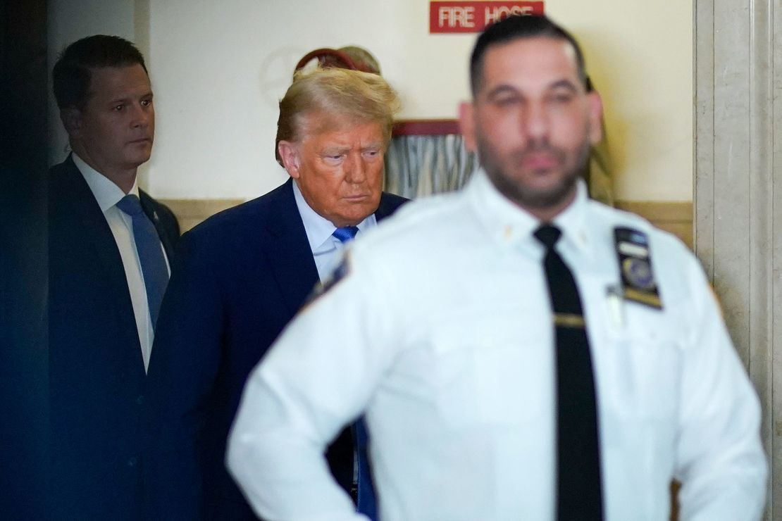 El expresidente Donald Trump regresa a la sala del tribunal después de una pausa en el procedimiento en la Corte Suprema de Nueva York, el lunes 6 de noviembre de 2023, en Nueva York.