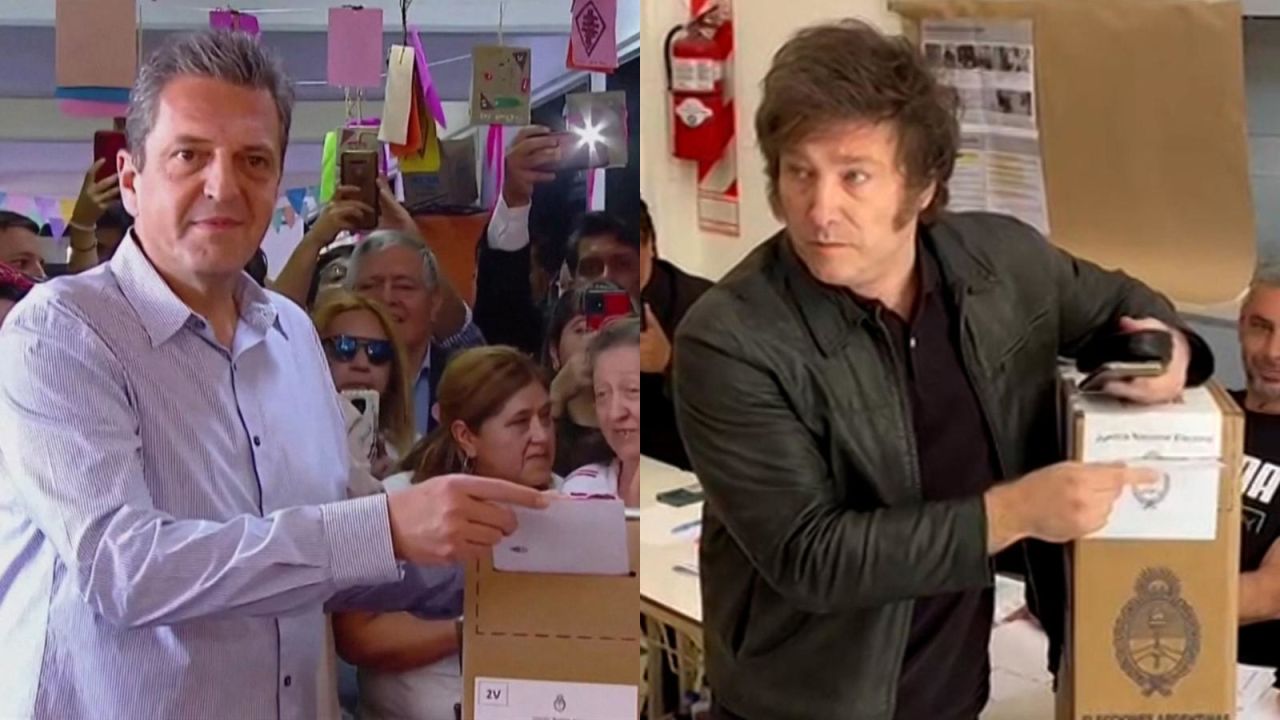 CNNE 1510676 - mira el momento en que milei y massa emitieron sus votos