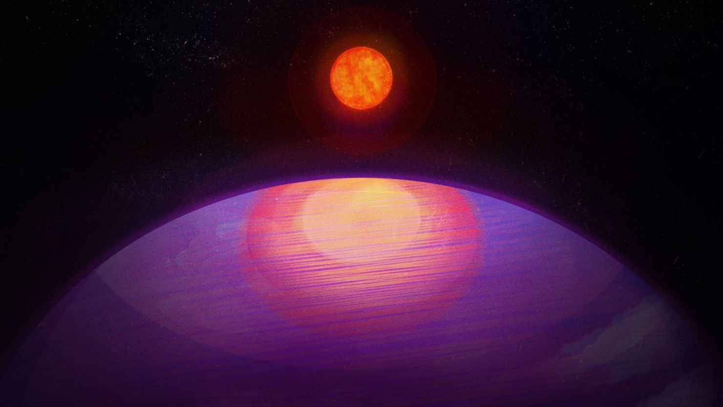 Una ilustración artística muestra la posible imagen de un planeta orientado hacia su estrella anfitriona de baja masa. El planeta, bautizado como LHS 3154b, tiene probablemente una composición similar a Neptuno.