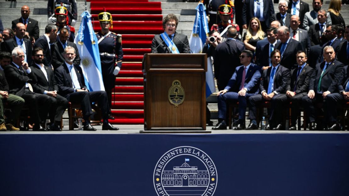 Javier Milei da su primer discurso como mandatario de la Argentina.