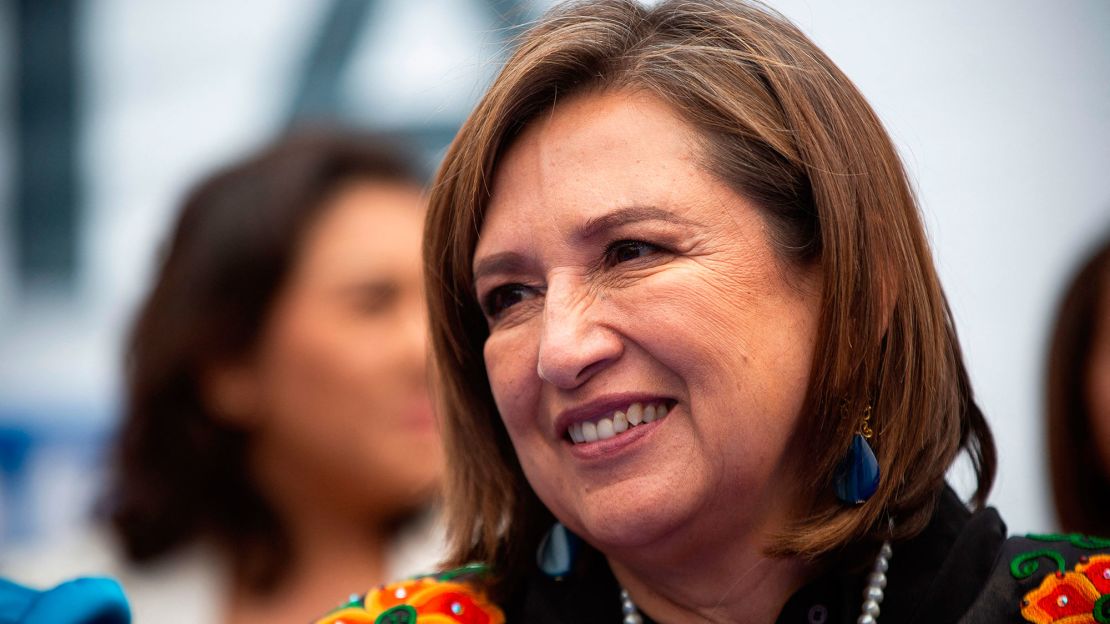 La precandidata presidencial por el partido Frente Amplio por México, Xóchitl Gálvez, en la sede del Partido Acción Nacional en la Ciudad de México el 29 de agosto de 2023.