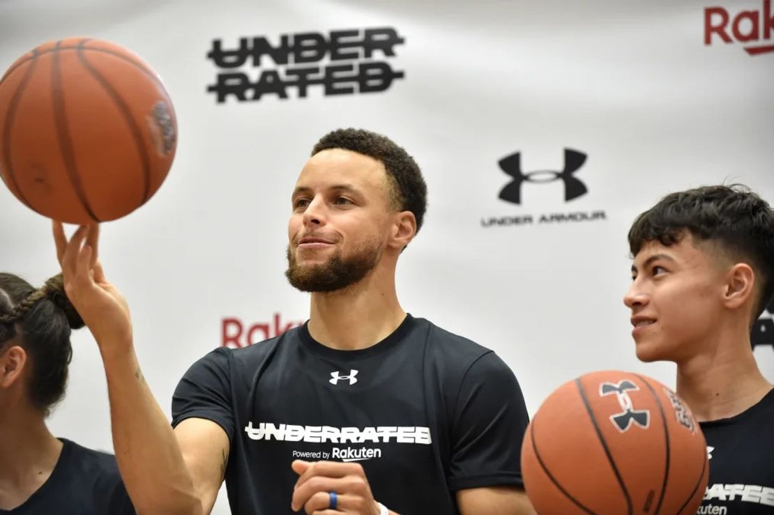 Stephen Curry en una universidad de Tokio en 2019. Crédito: Kazuhiro Nogi/AFP/Getty Images