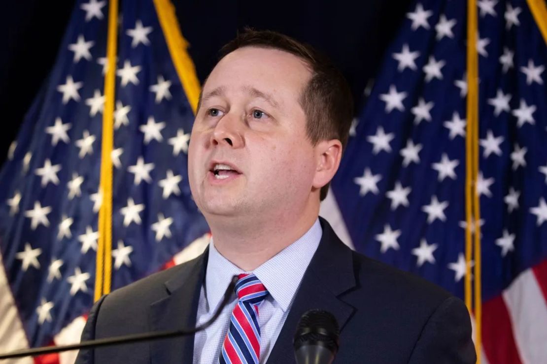 Matt Morgan participa en una rueda de prensa en la sede del Comité Nacional Republicano en Washington, en noviembre de 2020. Crédito: Michael Reynolds/EPA-EFE/Shutterstock