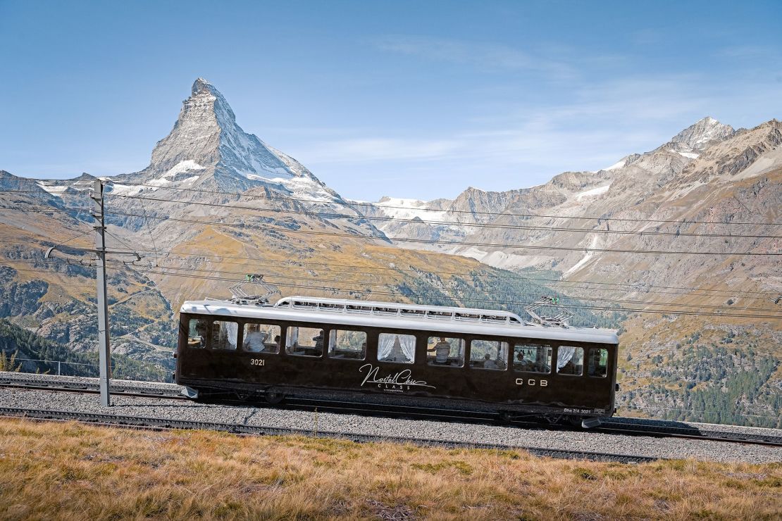 El tren “NostalChic” del Ferrocarril Gornergrat.