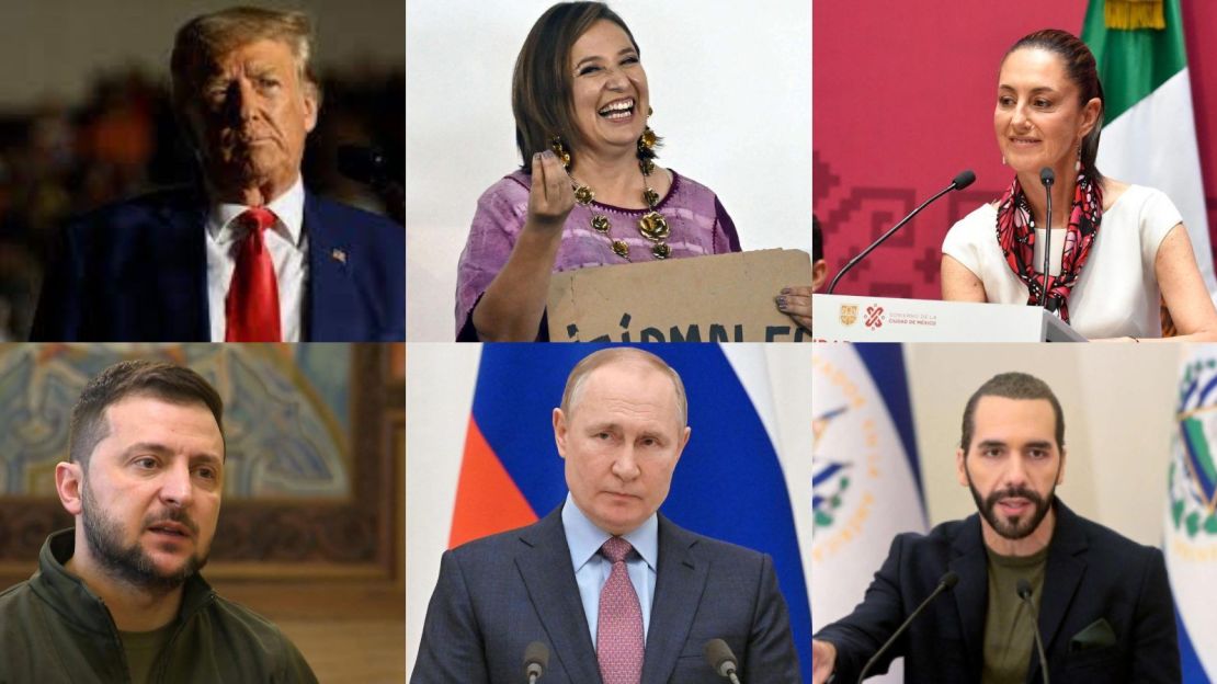 Donald Trimp, Xóchitl Gálvez, Claudia Sheinbaum Volodymyr Zelensky, Vladimir Putin y Nayib Bukele, algunas de las figuras políticas del ciclo electoral de 2024