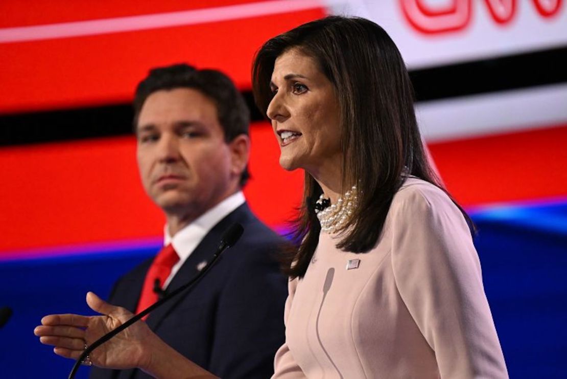 Nikki Haley responde una pregunta durante el debate.