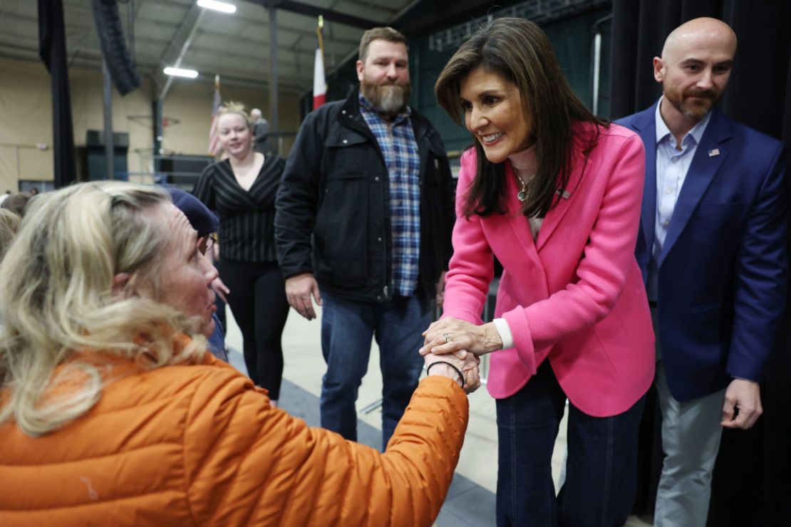 Nikki Haley en el Horizon Event Center el 15 de enero de 2024 en Clive, Iowa. Crédito: Kevin Dietsch/Getty Images