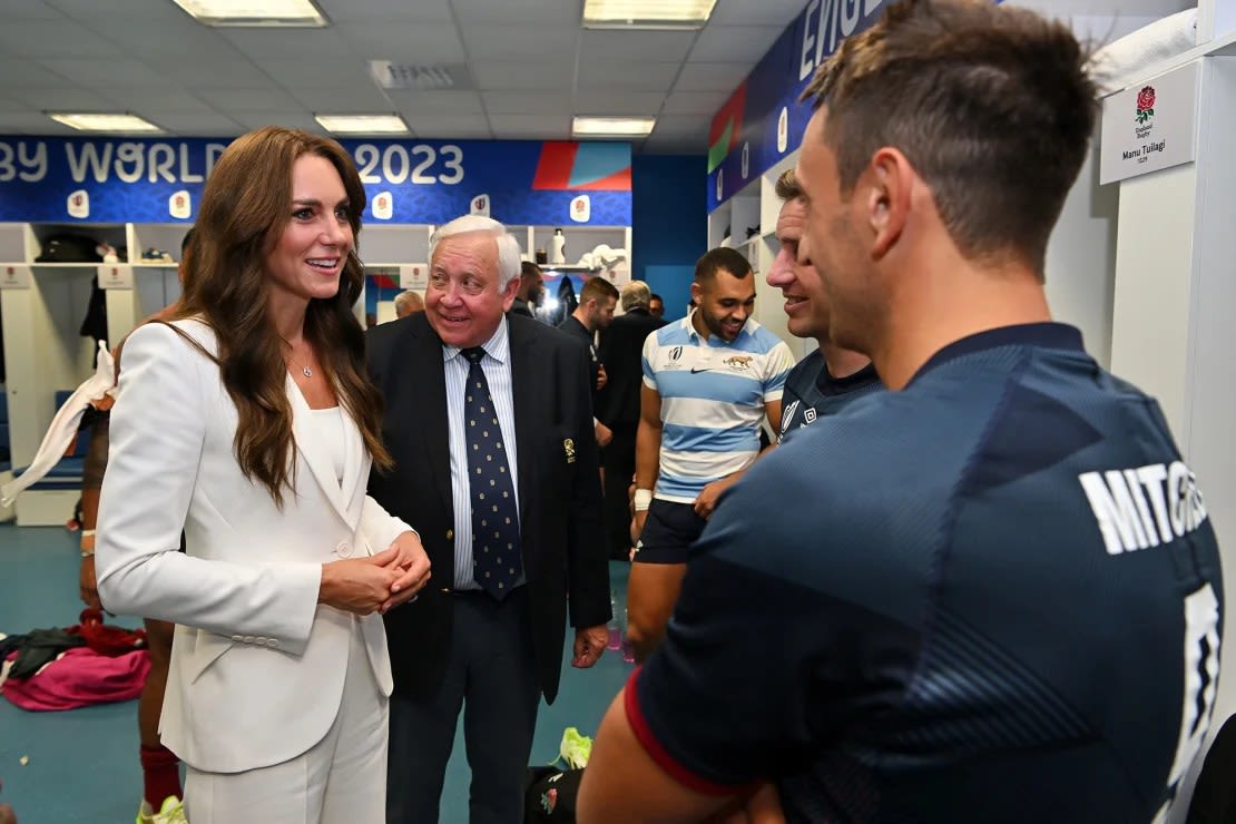 Kate, fotografiada en Marsella durante la Copa Mundial de Rugby en septiembre, es la patrona de la Unión de Rugby de Inglaterra.