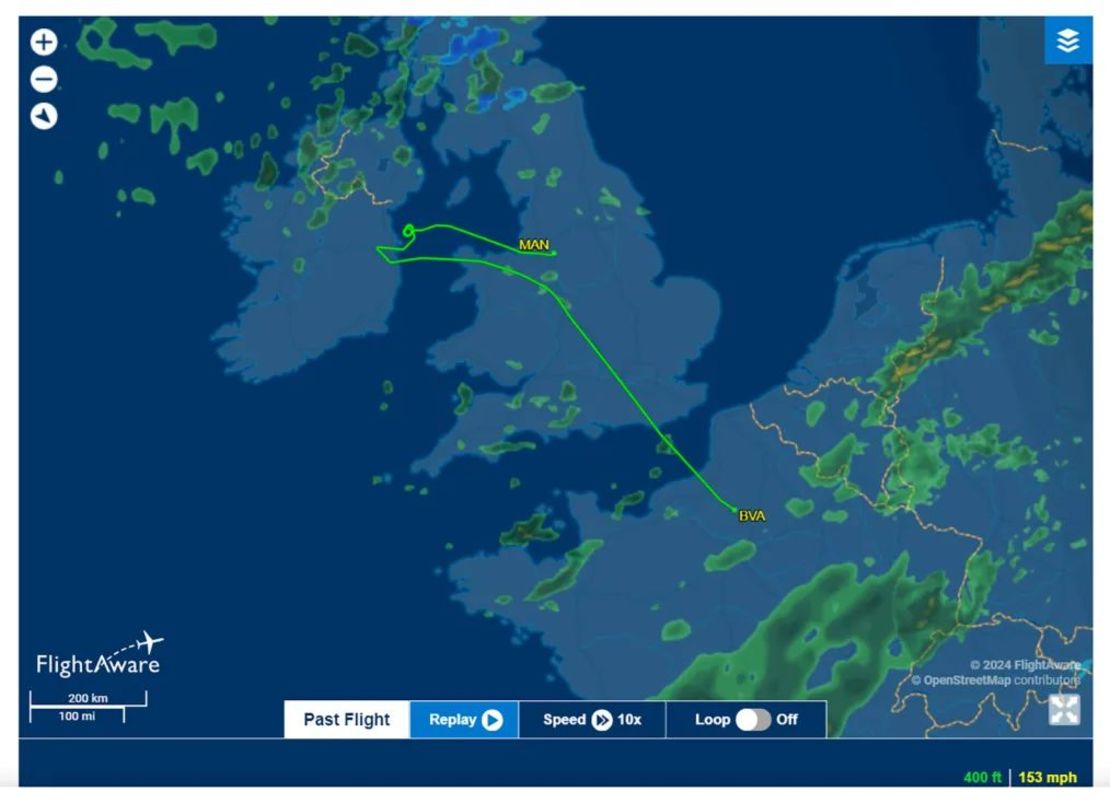 Un vuelo Manchester-Dublín acabó en París. Crédito: FlightRadar