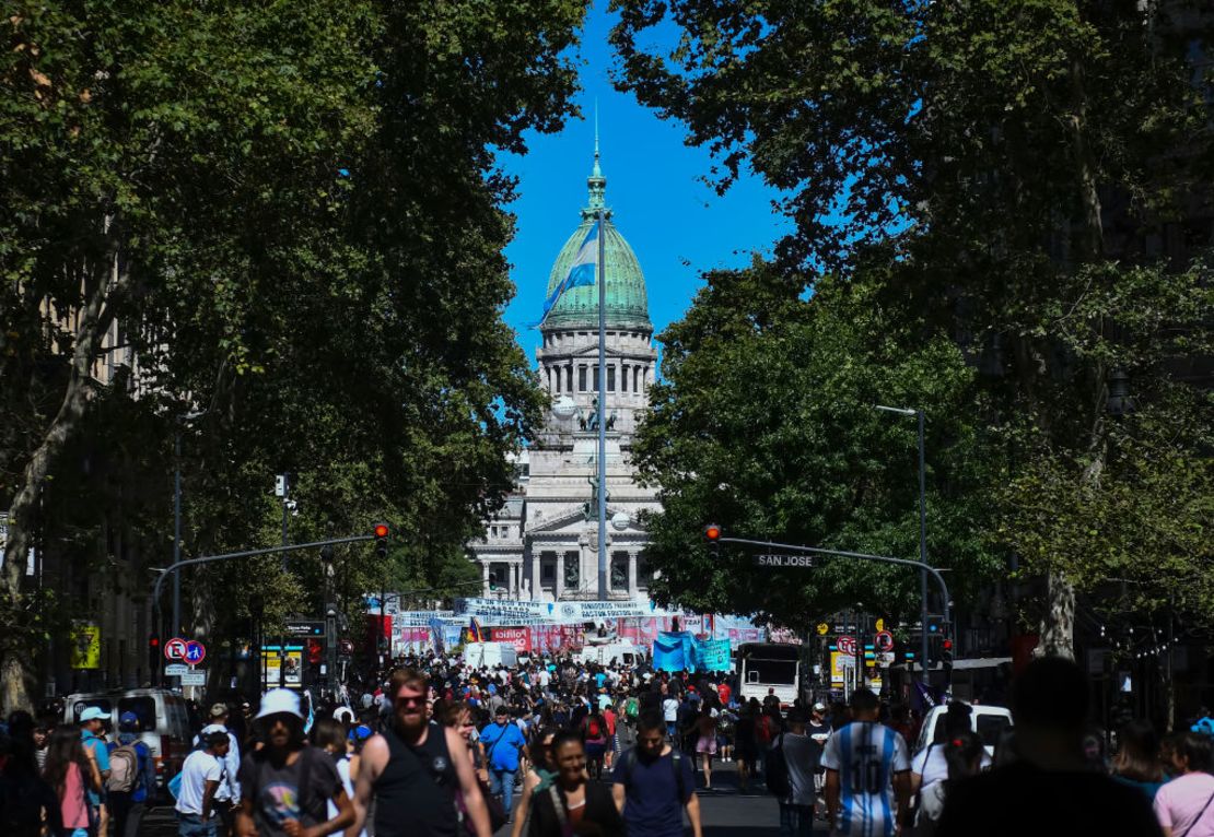 El Congreso de Argentina durante el paro general contra el Gobierno de Javier Milei, el 24 de enero de 2024.