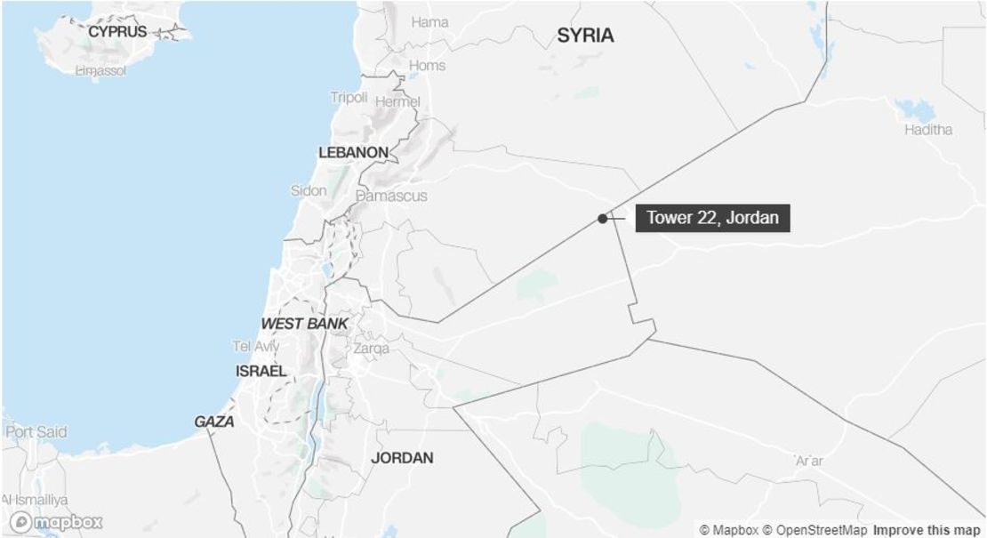 Lugar del ataque con drones en Jordania.