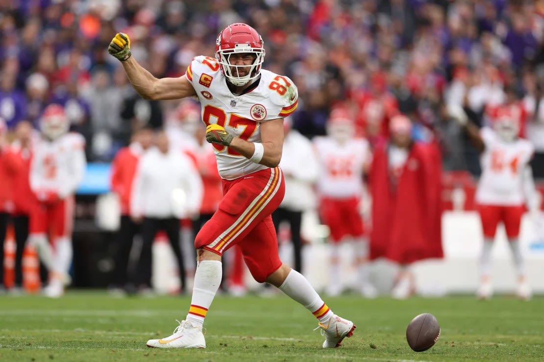 Travis Kelce de los Chiefs de Kansas City. Crédito: Patrick Smith/Getty Images