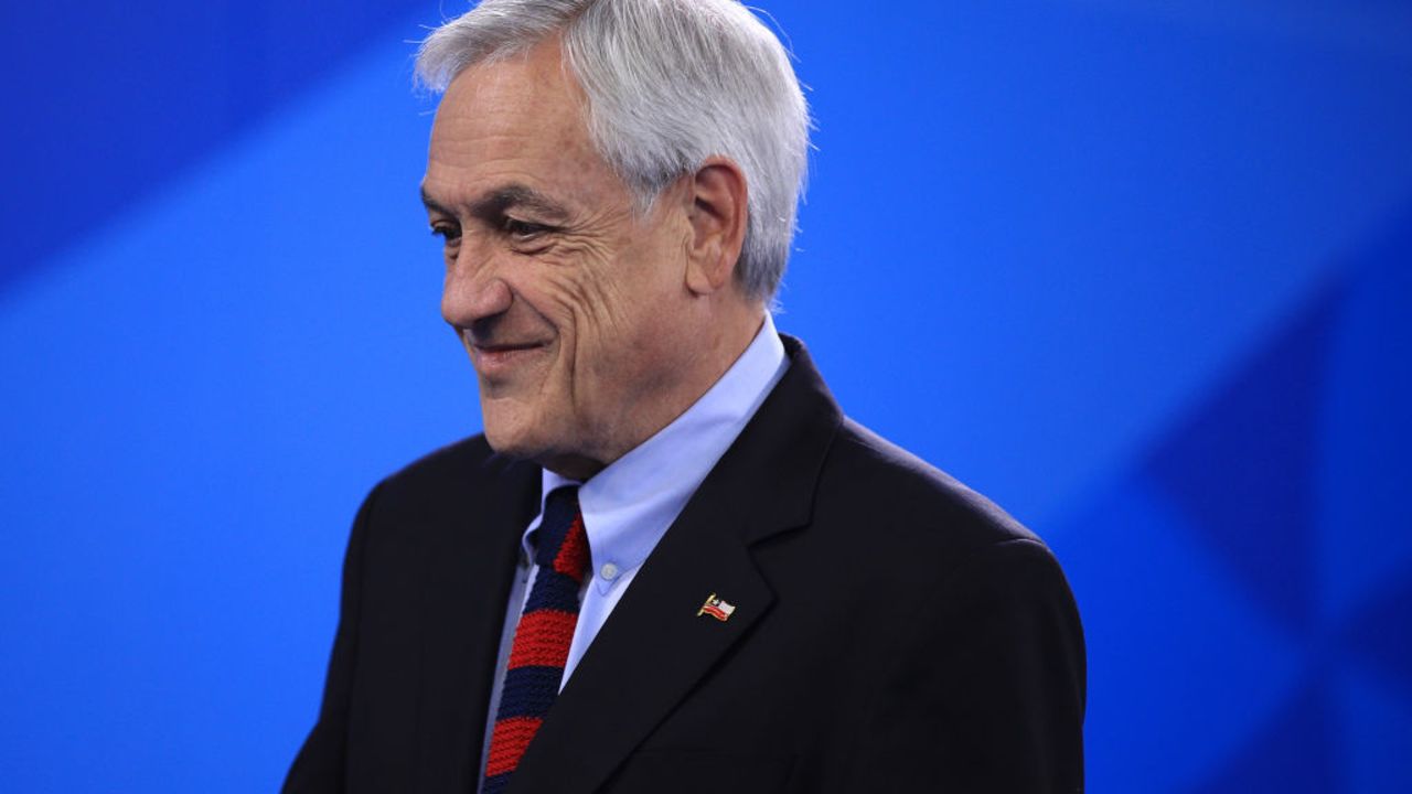 LIMA, PERU - AUGUST 10: President of Chile Sebastian Piñera participates in the medal ceremony for Women's 1500m Freestyle Final 2 on Day 15 of Lima 2019 Pan American Games at Aquatic Center of Villa Deportiva Nacional on August 10, 2019 in Lima, Peru.