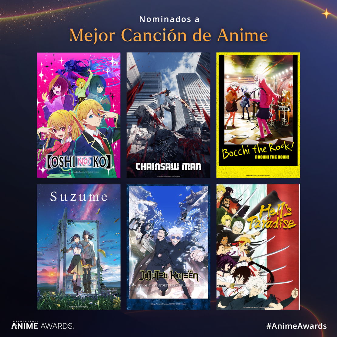 Los nominados a mejor canción de anime.