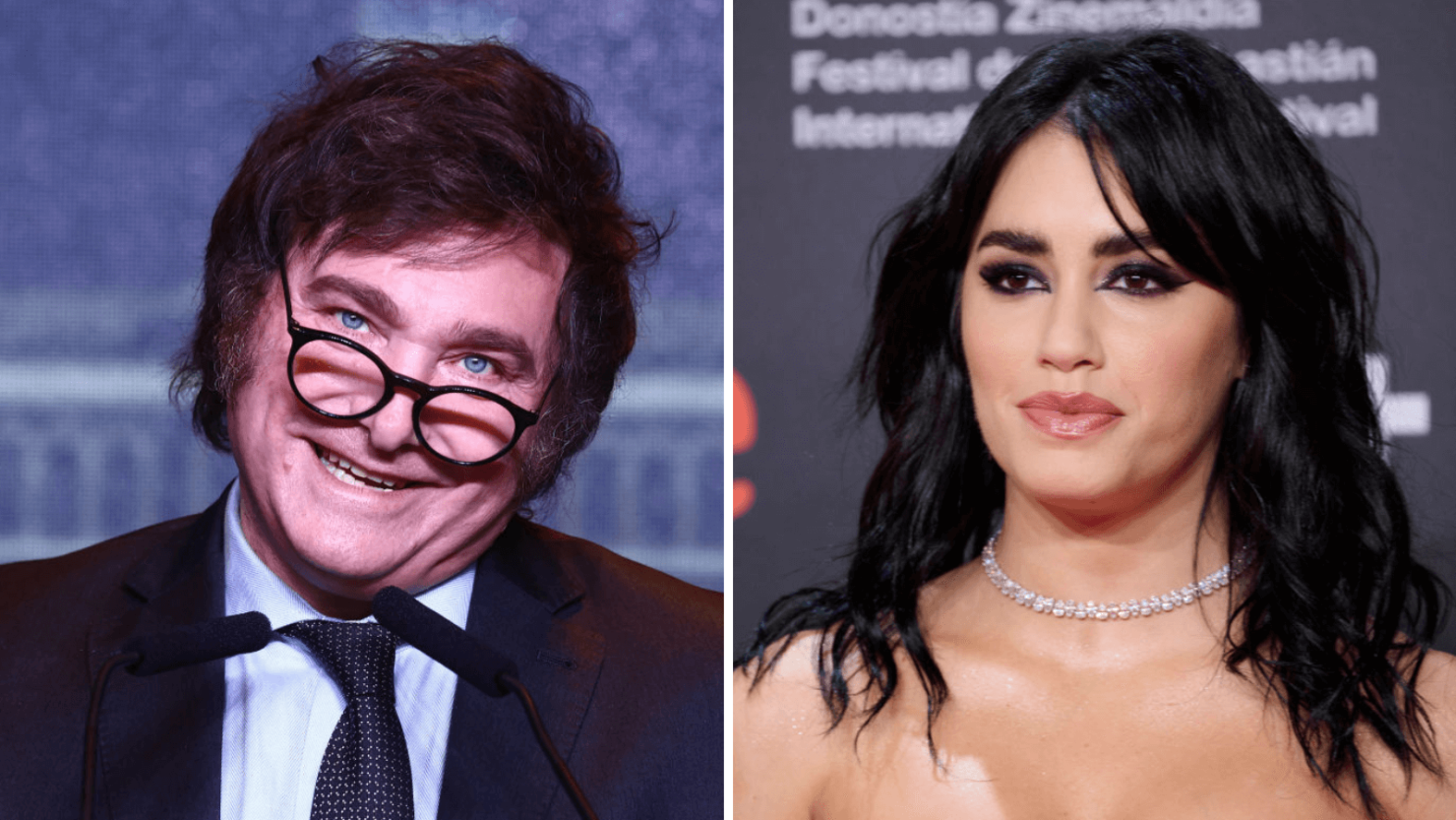 El presidente Javier Milei y la cantante argentina Lali Espósito.