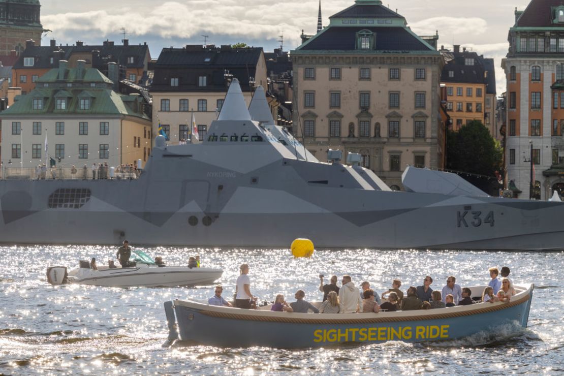 Buques de la Armada de Suecia durante una reunión de la OTAN el 4 de junio de 2022 en Estocolmo.