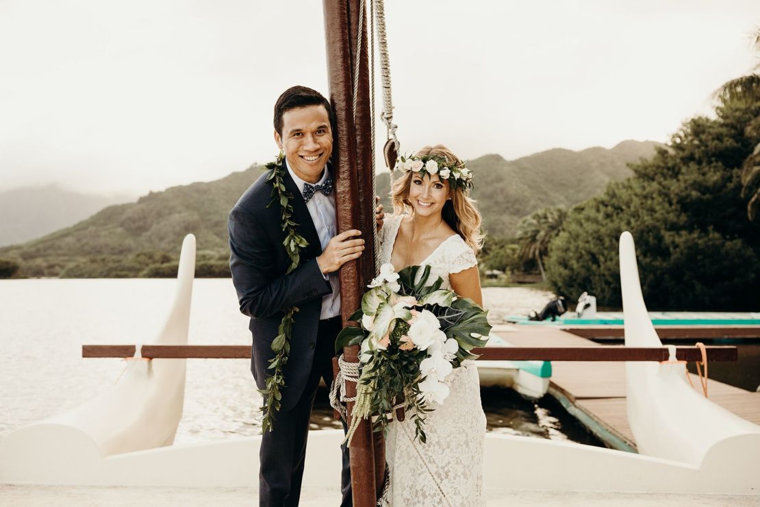 El tema de la boda de la pareja fue "el amor está en el aire". Crédito: Keani Bakula Photography