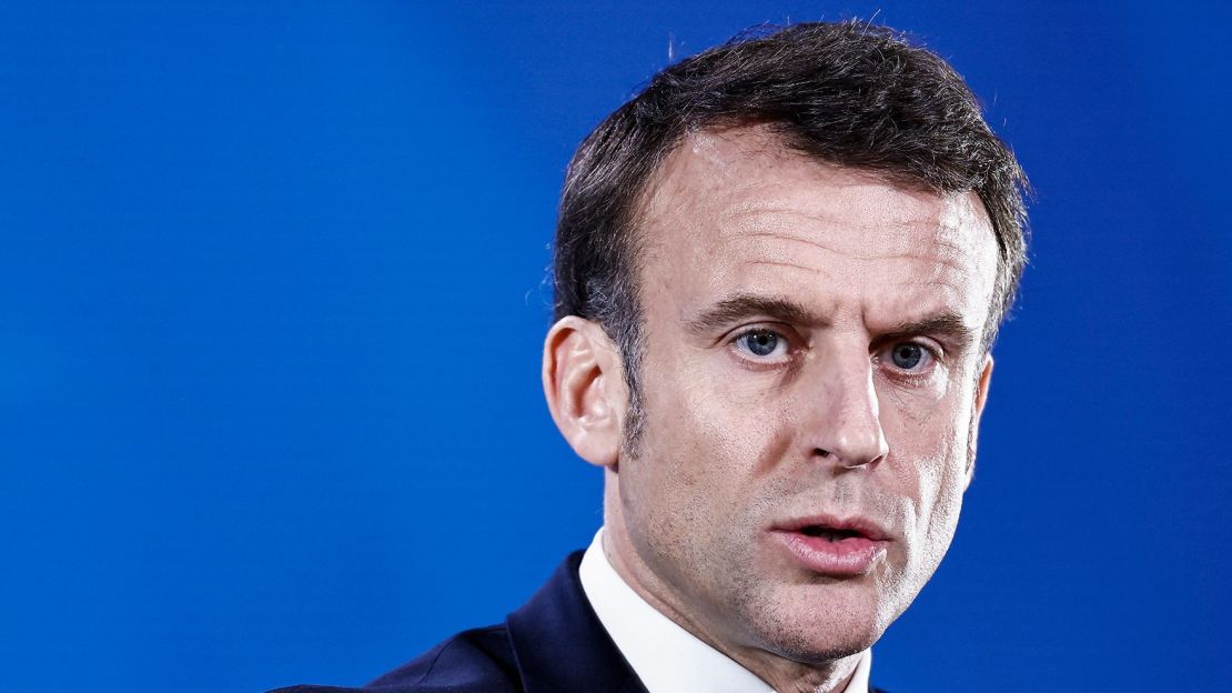 El presidente de Francia, Emmanuel Macron, habla durante una conferencia de prensa en Bruselas, Bélgica, el 22 de marzo.