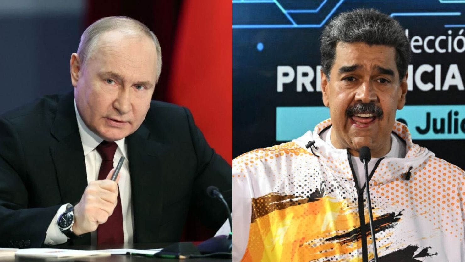 Vladimir Putin, presidente de Rusia, y Nicolás Maduro, presidente de Venezuela.