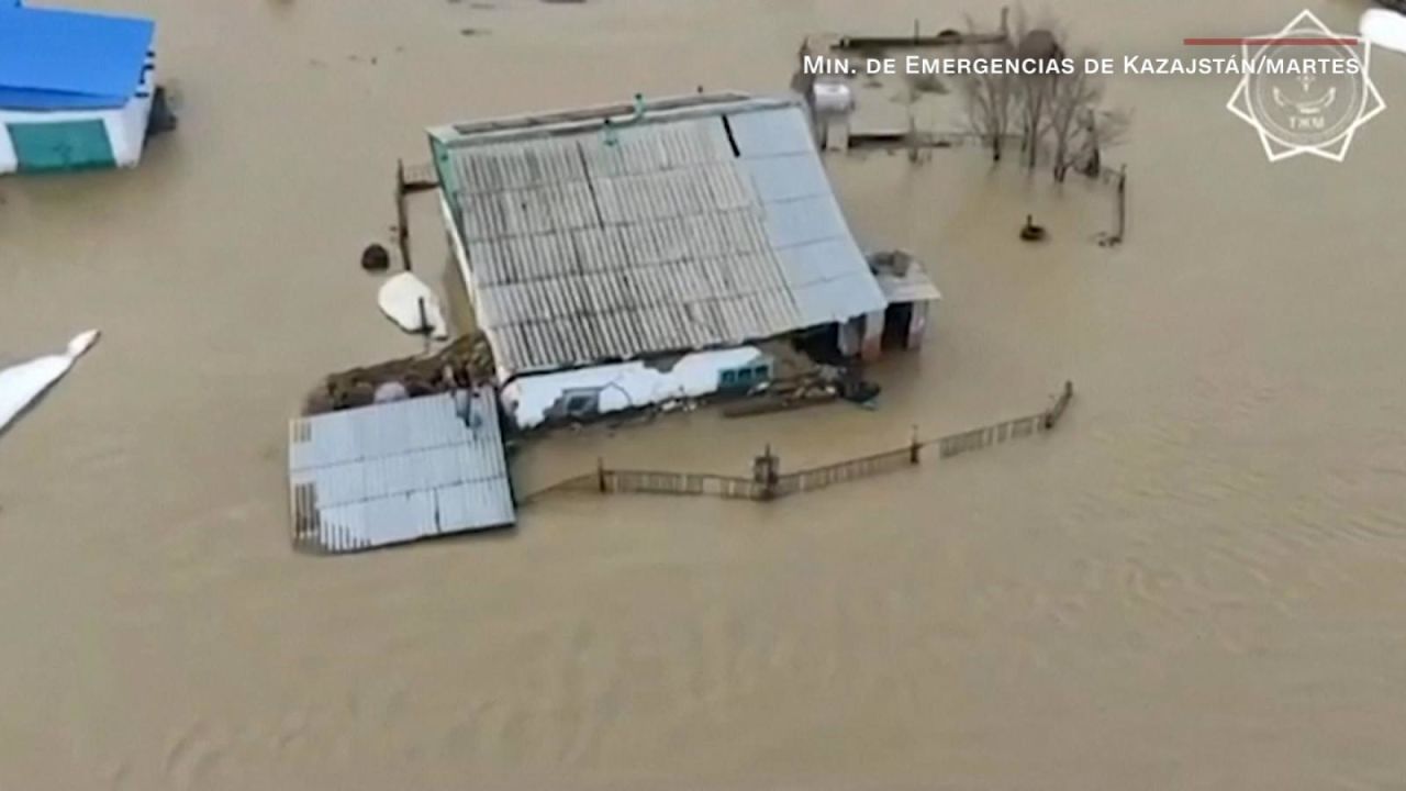 CNNE 1657558 - rescatistas evacuan camellos por las inundaciones en kazajstan