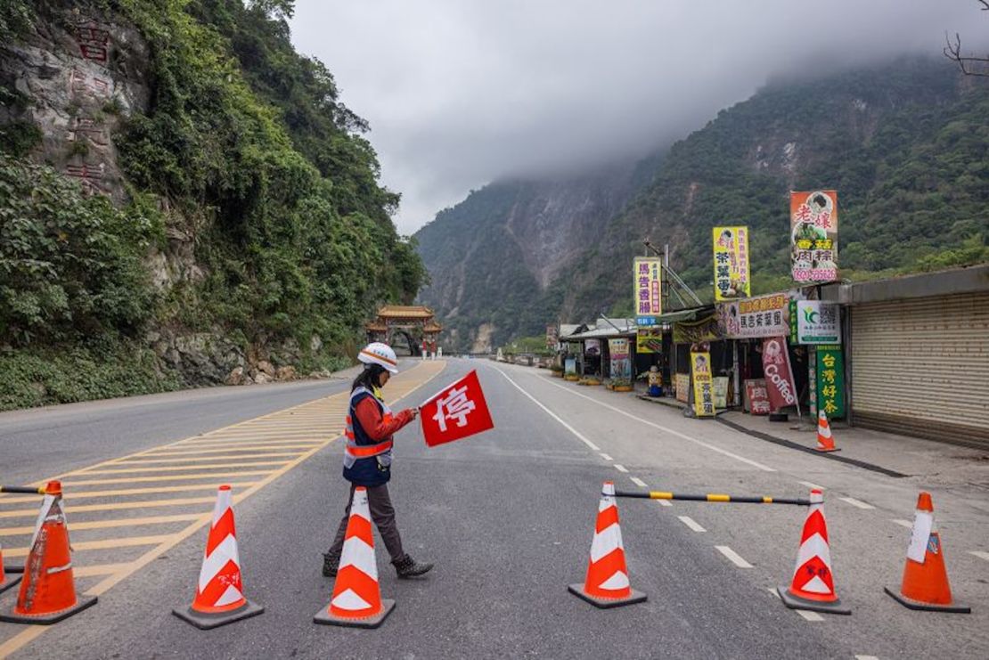 Un puesto de control a las afueras del desfiladero de Taroko, al norte de la ciudad de Hualien, en Taiwán.