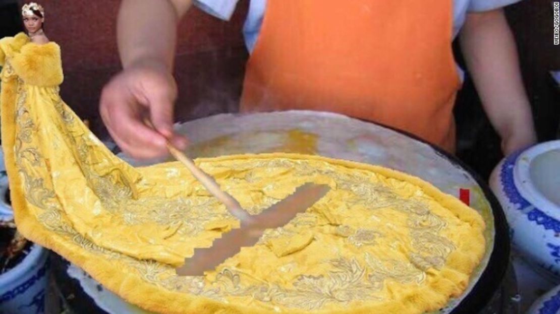 Usuarios de Internet chinos usaron Photoshop para convertir el vestido de Rihana en un pancake.