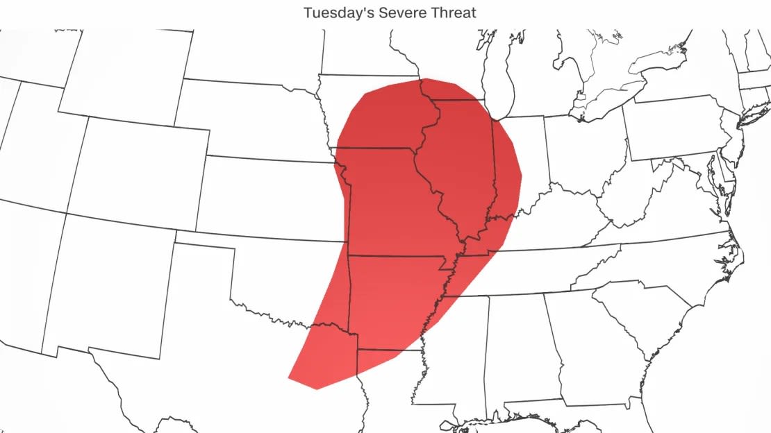 La zona de tormentas pronosticadas para el martes 16 de abril