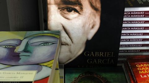 Books of late Colombian writer Gabriel Garcia Marquez are displayed at a stand of the publishing house Sudamericana on the opening day of the 40th edition of the Buenos Aires International Book Fair, in the Argentine capital on April 24, 2014. The Buenos Aires Book Fair, which this year runs until May 12, is one of the busiest book expos in the world and the top among Spanish-speaking countries.    AFP PHOTO / DANIEL GARCIA