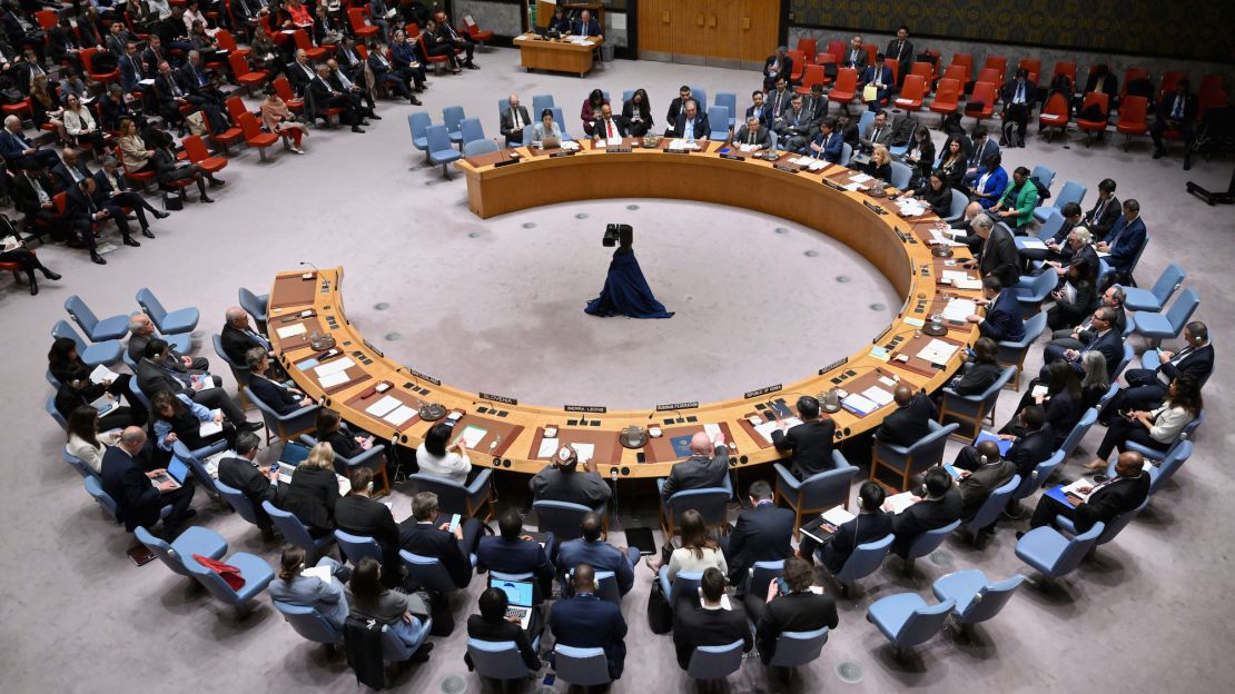 El Consejo de Seguridad de las Naciones Unidas se reúne sobre la situación en Oriente Medio, incluida la cuestión palestina, en la sede de la ONU en la ciudad de Nueva York el 18 de abril de 2024.