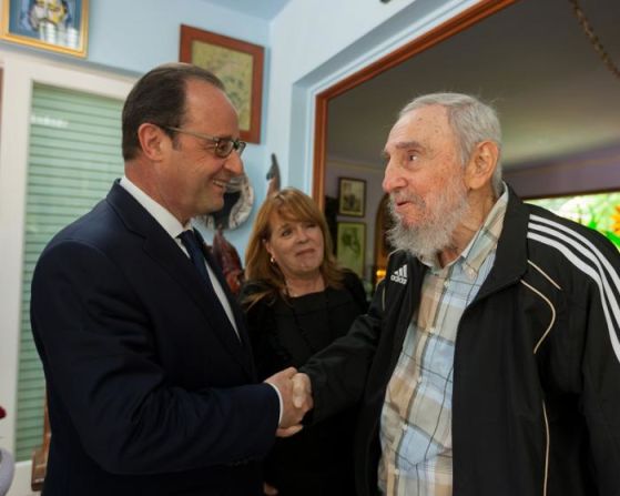 Castro recibió a Hollande en su casa en La Habana, Cuba. Foto: Alex Castro/Granma