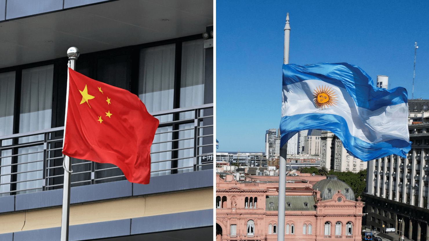 Banderas de China y Argentina.