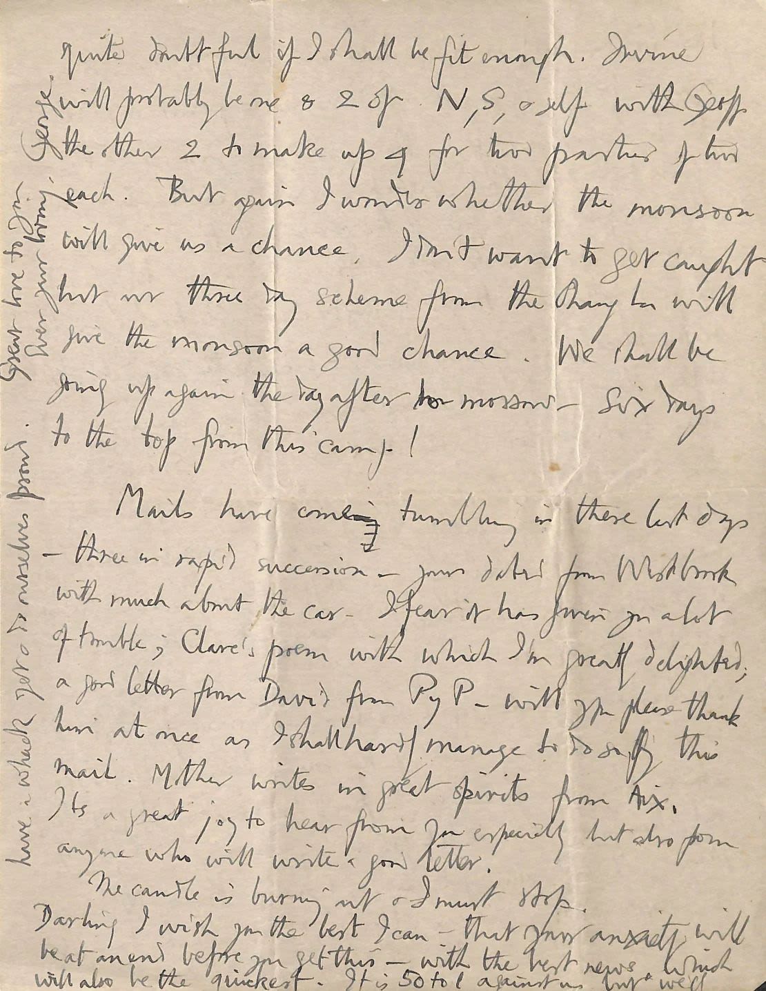 Durante sus viajes, las cartas de su esposa proporcionaron a Mallory la estabilidad que tanto necesitaba en los momentos más difíciles, según un archivero del Magdalene College de Cambridge.