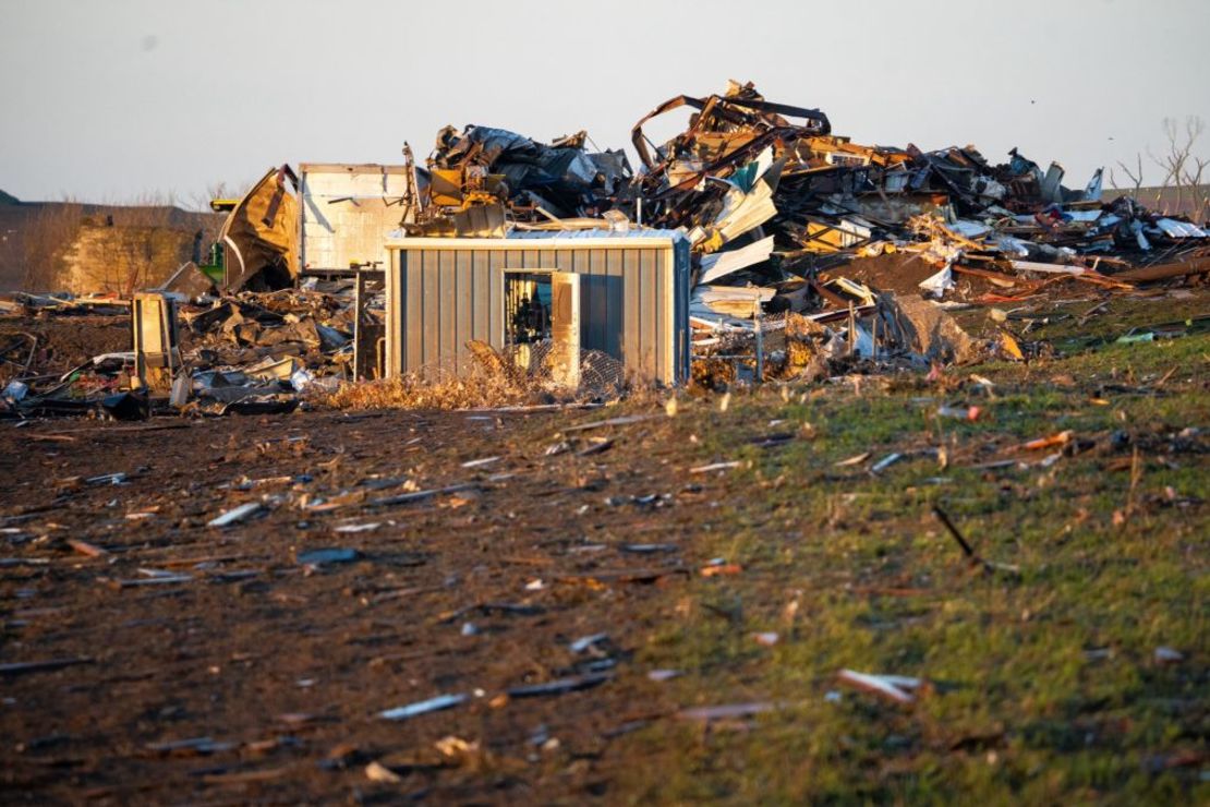 Daños causados por un tornado en Minden, Iowa, el sábado 27 de abril de 2024. Crédito: Cody Scanlan/The Register/USA Today Network