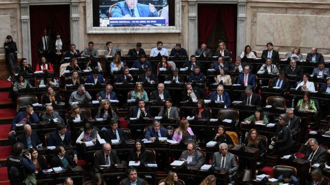 La Cámara de Diputados de Argentina debate nueva versión de la Ley Bases, el 29 de abril de 2024.