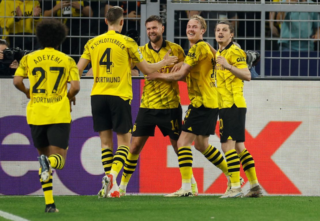 Los jugadores del equipo alemán celebran el primer y único gol del partido. Crédito: ODD ANDERSEN/AFP via Getty Images