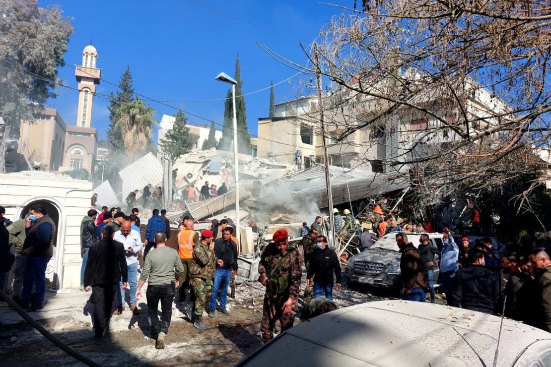 El consulado iraní destruido en Damasco, Siria, el 20 de enero de 2024. Crédito: Louai Beshara/AFP/Getty Images