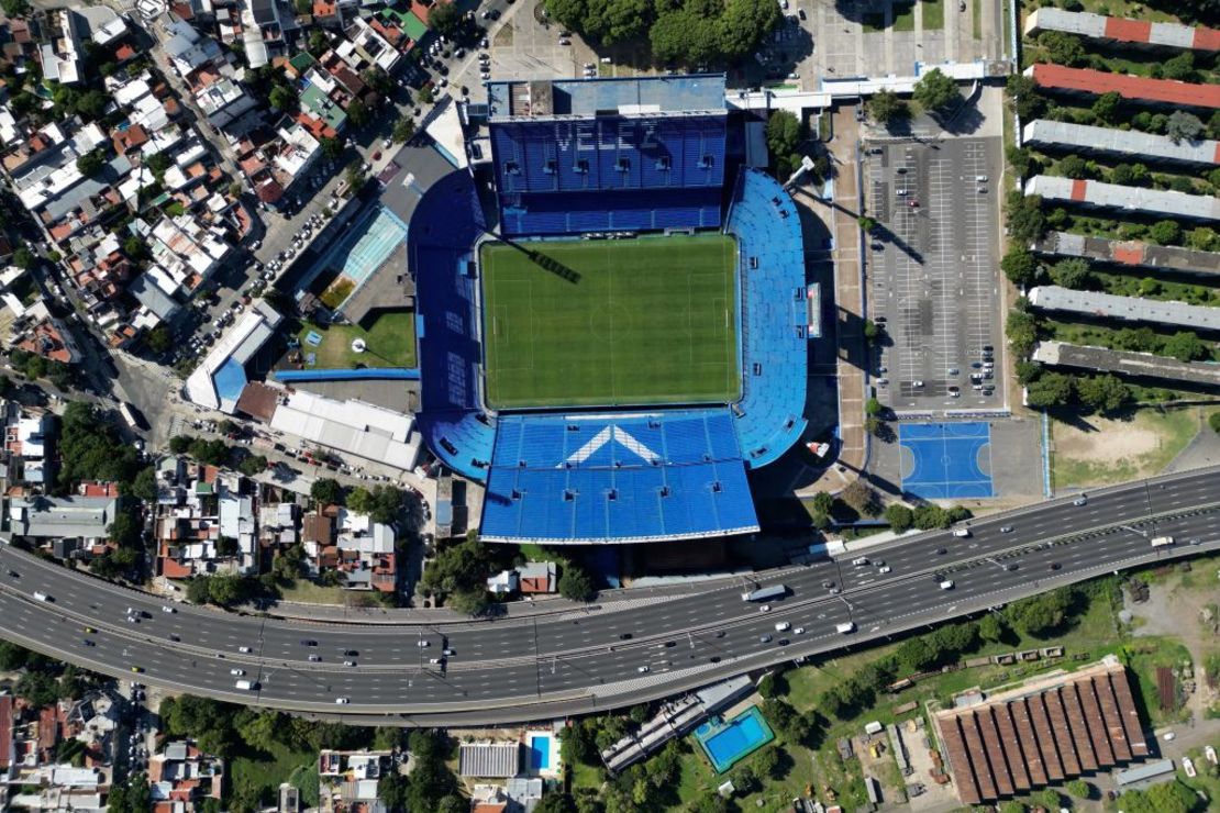 Vista aérea del estadio José Amalfitani del equipo de fútbol argentino Vélez Sarsfield el 7 de marzo de 2024 en Buenos Aires.