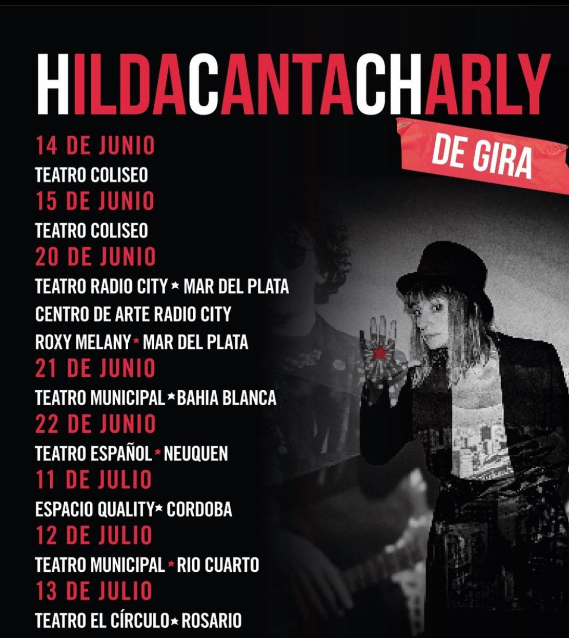 Con todo, Hilda cantará en unos días a Charly en el Coliseo y las butacas siguen llenándose de espectadores y de seguidores y de muchos de nosotros que necesitamos cantar con otros las canciones de nuestra banda musical favorita. Pero también lo hará en diferentes salas de Teatros del país, luego de este primer encuentro con el público.