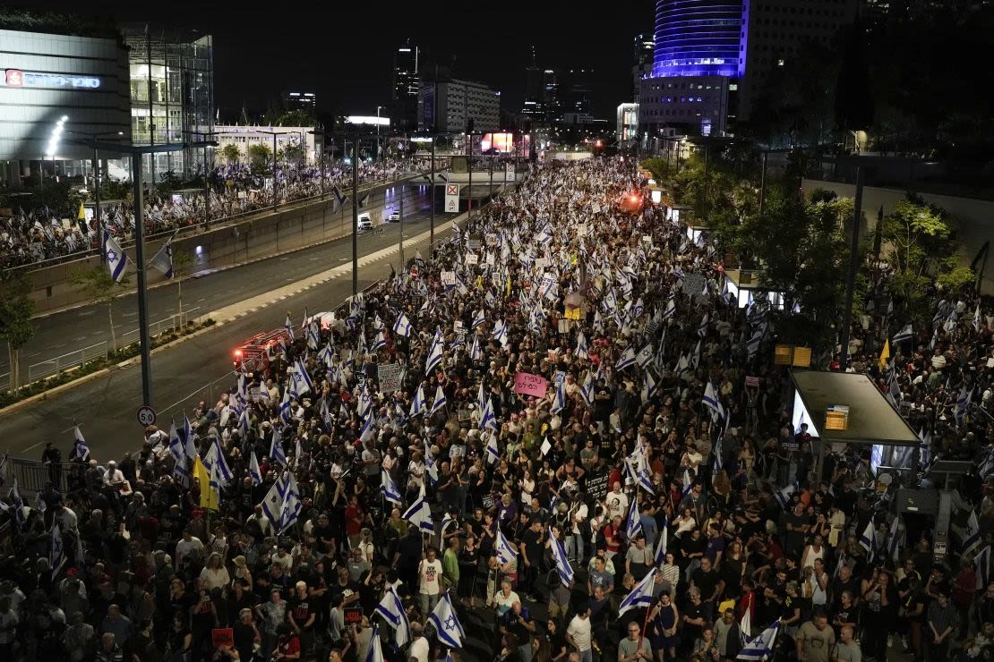 Protesta contra el gobierno de Netanyahu en Tel Aviv.