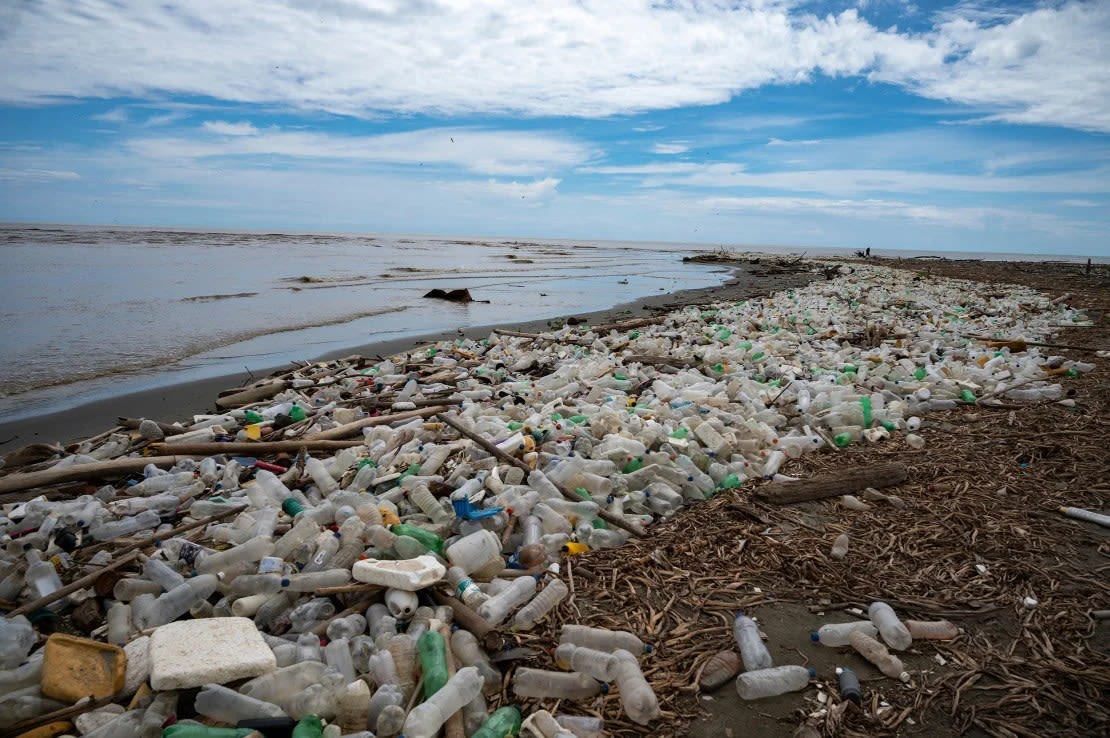 Residuos plásticos en Playa Paparo en Venezuela en 2023.