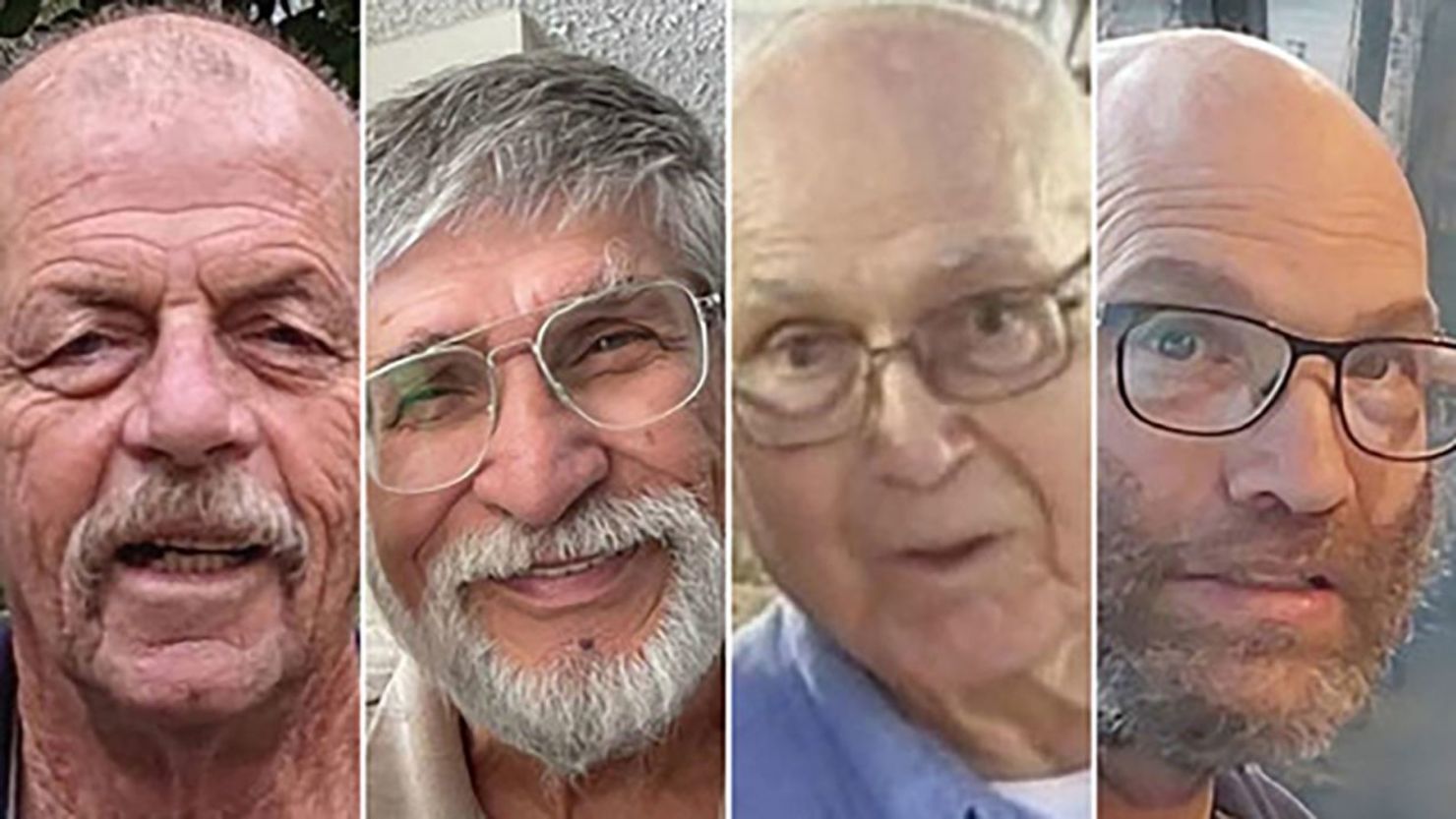 Chaim Peri, Yoram Metzger, Amiram Cooper y Nadav Popplewell Crédito: familiares de los rehenes/Bring Them Home Now vía Reuters