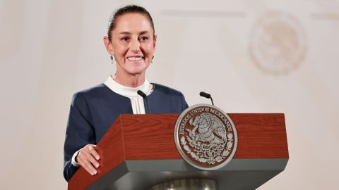 La ganadora de las elecciones presidenciales de México, Claudia Sheinbaum, habla durante una conferencia de prensa en el Palacio Nacional el 10 de junio de 2024 en la Ciudad de México, México. Crédito: Héctor Vivas/Getty Images.