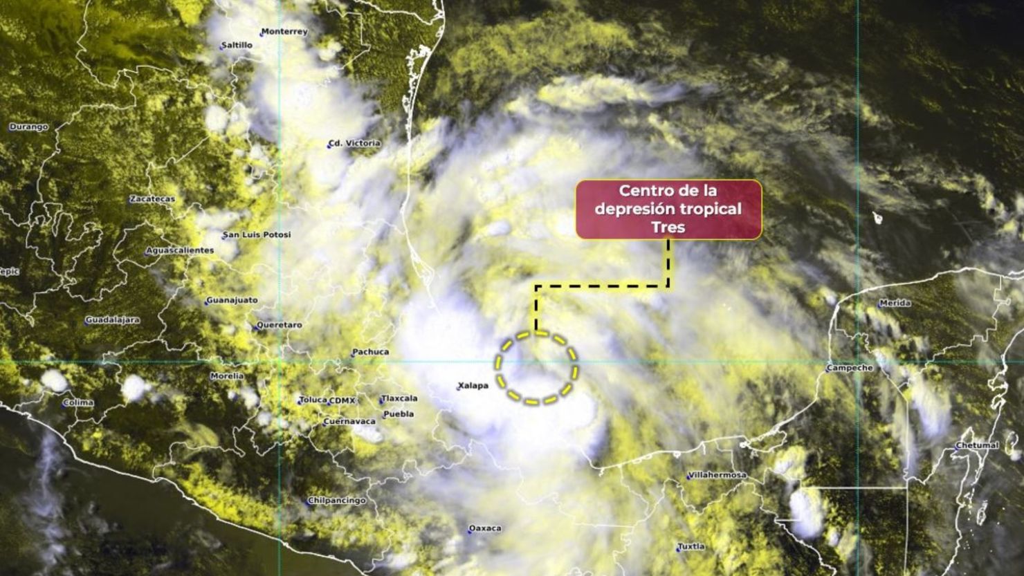 La nueva depresión tropical frente a las costas de Veracruz es el tercer ciclón tropical de la temporada de huracanes 2024 en el Atlántico.