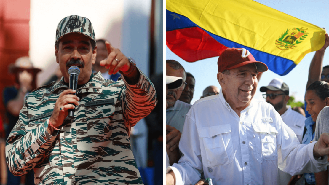 El presidente de Venezuela, Nicolás Maduro (izq), y el líder de la alianza opositora Plataforma Unitaria, Edmundo González Urrutia.(Foto: Jesus Vargas/ FEDERICO PARRA vía Getty Images).