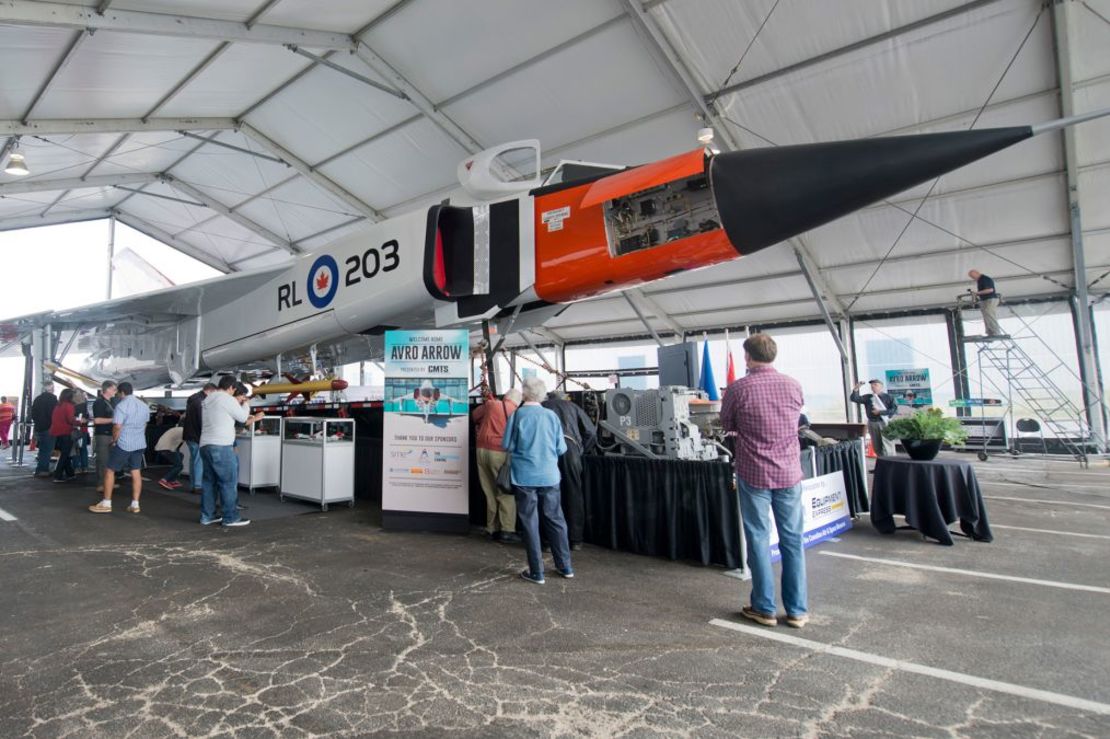 Una réplica del malogrado Avro Arrow, vista aquí expuesta en 2013, fue construida por voluntarios del Museo Canadiense del Aire y el Espacio. Crédito: Keith Beaty/Toronto Star/Getty Images