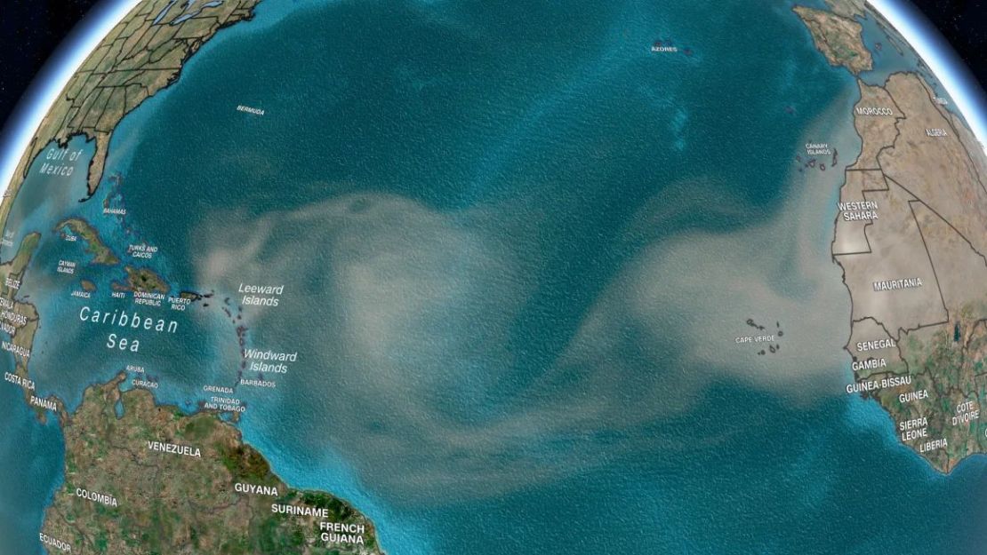 Un modelo de pronóstico muestra que el polvo del Sahara se extenderá sobre gran parte del Océano Atlántico tropical a finales de esta semana.