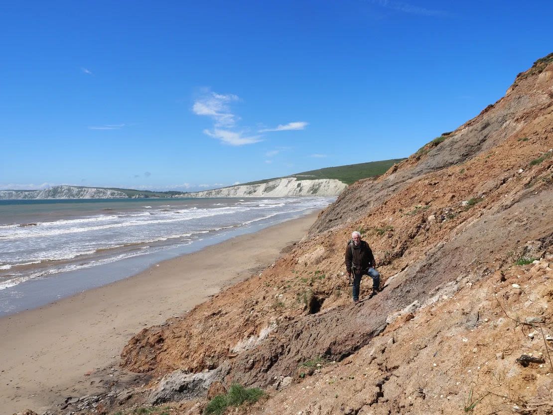 Jeremy Lockwood en la excavación de Compton Bay, en la Isla de Wight.