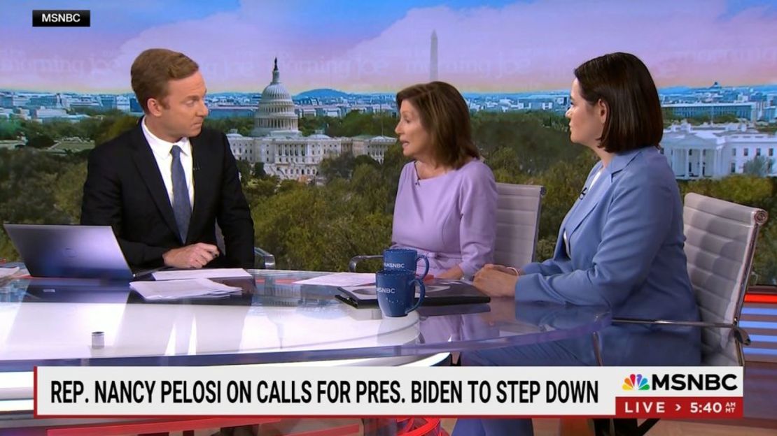 Pelosi comentó la cuestión en el programa "Morning Joe" de MSNBC el miércoles 10 de julio. Crédito: MSNBC