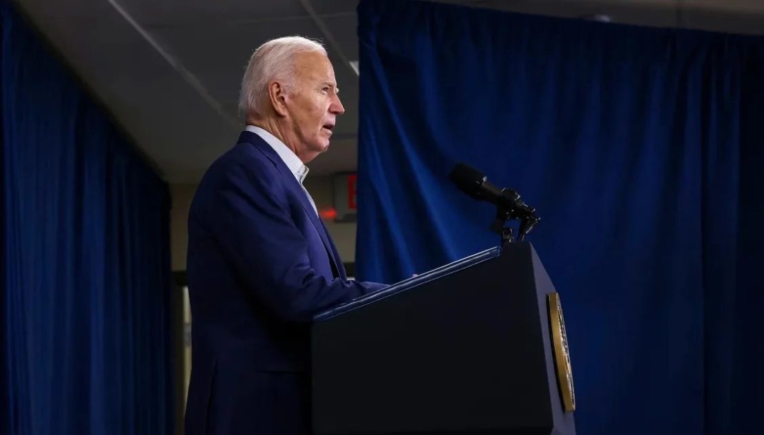 President Joe Biden speaks after his Republican opponent Donald Trump was injured following a shooting at an election rally in Pennsylvania. Samuel Corum/AFP/Getty Images